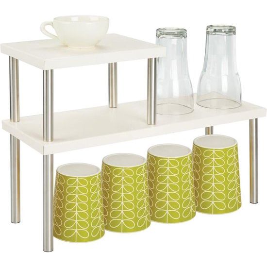 Keukenplank met 2 planken - Slank bordenrek voor werkbladen en kasten - Twee lagen metaal en roestvrij staal afdruiprek voor keuken