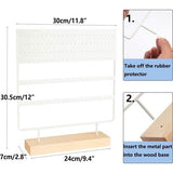 QILICZ Sieradenstandaard, oorbelhouder, oorbelstandaard, 144 gaten, oorstekers, standaard, oorbel, organizer, sieradenhouder, oorsieraad-display, sieradenopslag, 30 x 30 cm, wit