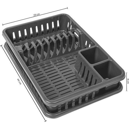 Afdruiprek van kunststof, BPA-vrij, afdruiprek met opvangbak, afdruiprek (SpaceBlack), keuken