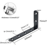 Planksteunframe zwart hoge prestaties 10 stuks wandhouder voor planken, roestvrij stalen hoekhouder, L-vormig zwart 125 x 75 mm