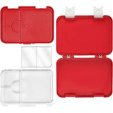 Bento Box lunchbox voor kinderen, met 4 + 2 vakken, extreem robuust, lunchbox, ideaal voor kinderopvang en school (rood-wit)