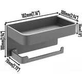 Badkamerrolhouder met plank Zwarte afwerking Hoekopslag Zelfklevende houder voor kleine gadgets Aluminium