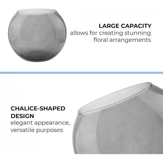 Kogelvaas glas Ø 19 cm H: 15,5 cm planten terrarium vaas grijs glazen vaas ronde vaas kleurrijke vis kom deco grijze vaas hydrocultuur vaas ronde vaas kandelaar | Olivia