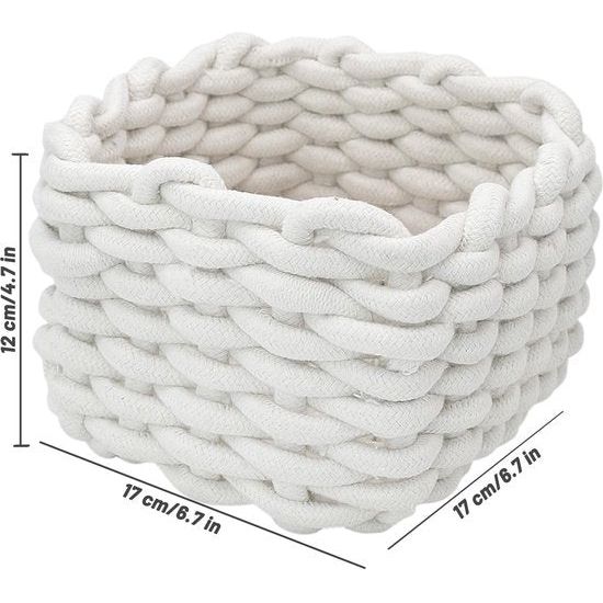 Opbergmanden, wit, stoffen mand, luiertafel, organizer, kleine mandjes voor thuis, badkamer, accessoires