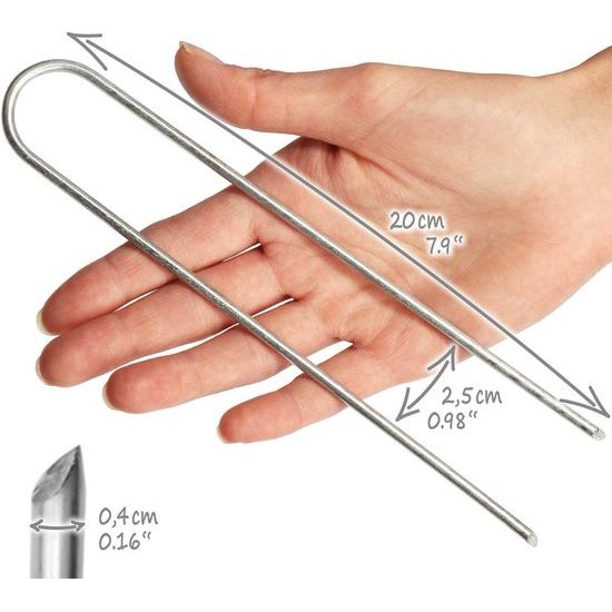 25x grondankers van gecoat staal - robuuste haringen voor bevestiging van worteldoek en folie - grondankers voor tuin en camping - rond (025 stuks - 200x25x3.8mm)