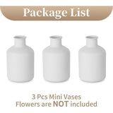 Mini Witte Bloemenvaas - Kleine Bud Vaasjes voor Gedroogde Kunstbloemen 3 stuks Leuke Scandinavische Vaasjes voor Woonkamer Minimalistisch Klein Vaasje voor Bruiloft Kerstmis Verjaardag Tafelstuk Decoratie