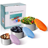 Roestvrijstalen voedselcontainers met deksels, set van 3 kleine kruiderijcontainers, lunchbox voor kinderen Herbruikbare snackcontainers, nestbare metalen voedselopslag voor sauzen