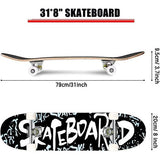 Skateboard compleet board 79x20cm gebouwd board voor beginners met ABEC-7 ball bearing 31 inch 7-layer Canadees esdoornhout en 85A wielen voor kinderen, jongeren en volwassenen