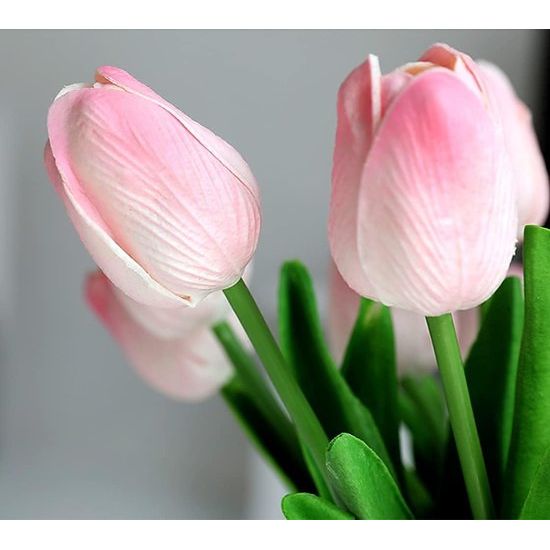 Pack of 30 Artificial Tulips Latex Tulips Flowers Fake Tulip Bouquet Real Touch Flowers for Decor (Pink)