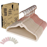 Kleerhangers voor kinderen, van fluweel, 30 stuks babyhangers met haken in roségoud met 20 clips, ultradun, ruimtebesparend, antislip, kinderkleerhangers voor baby's, peuters en kinderkleding