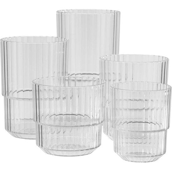 Bar Drinkglazen, 6-delige set, hoogwaardige 0,22 liter Tritan-kunststof drinkglazen, BPA-vrij, stapelbaar, onbreekbaar, herbruikbaar en vaatwasmachinebestendig, 220 ml