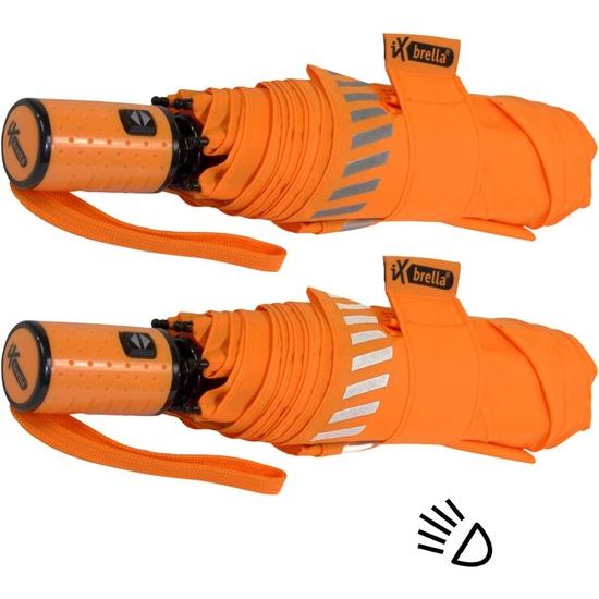 Mini kinderparaplu Safety Reflex extra licht, Neon Oranje-automatisch, zakparaplu automatisch