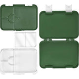 Len bento Box lunchbox voor kinderen, met 4 + 2 vakken, extreem robuust, lunchbox, ideaal voor kinderopvang en school (donkergroen-wit)