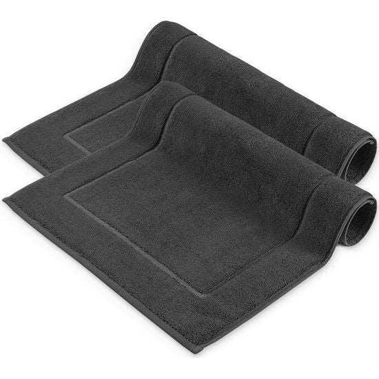 Badmatten set van 2 hoteldouchematten - 50x70 cm - antraciet - frame - badtapijt badkamertapijt douchemat badmat wasbaar