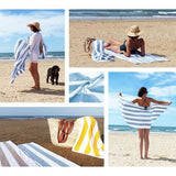 Saunahanddoek set van 2, 70x180 cm, lichtblauw-wit gestreept