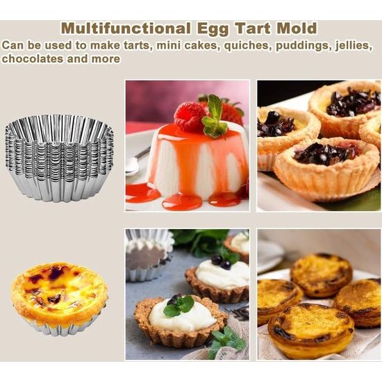 20 stuks eierkoekvormen, minitaartvormen van roestvrij staal, eieren, cakevormen, metaal, kleine muffinvormen, taartjes Taartjes Taartjesvormen, antiaanbaklaag Metalen bloemen Cupcake bakken
