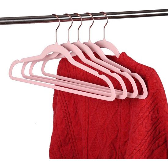 Roze fluwelen kleerhangers, duurzaam, antislip, ruimtebesparende kleerhangers, koper/roségoud, 50 stuks