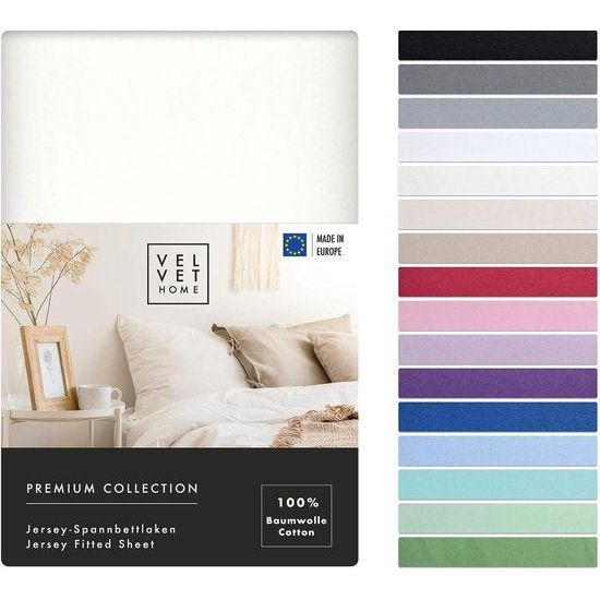 Hoeslaken, 160 x 200 cm, 100% gekamd katoen, 165 GSM, Laken 160 x 200 voor matrashoogte tot 25 cm, Jersey, Premium Kwaliteit, Prachtige Kleuren, Ecru, 160 x 200 cm + 30
