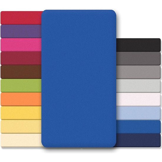 Jersey hoeslaken Lucina 90x200-100x200 cm koningsblauw 100% katoen gekamd tot 26 cm matrashoogte Oeko-Tex