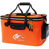 draagbare opvouwbare visemmer, multifunctionele container voor levend visaas, outdoor camping Eva-vistas en visemmer (oranje, 38 liter