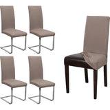 Set van 4 jersey stoelhoezen, elastische stretchhoezen, katoen, bi-elastisch, kleuren naar keuze (taupebruin)