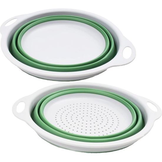 2,6 liter opvouwbare zeef- en kommenset van TPE/PP. Opvouwbare wastafel – draagbare afwasbak – ruimtebesparende zeef