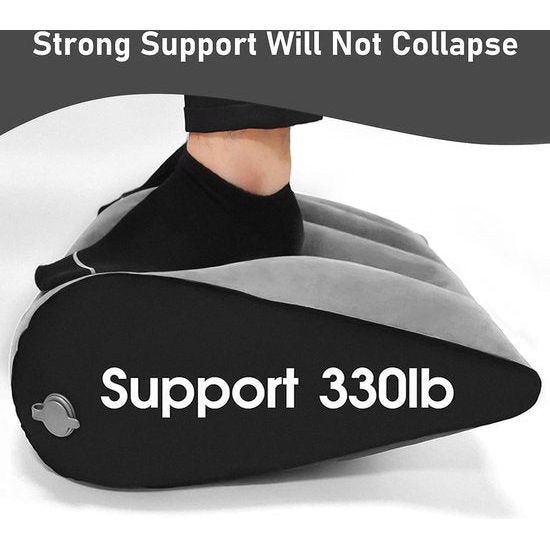 Opblaasbaar kussen, wigkussen, pillow-strandkussen, kniekussen voor zijslapers, driehoekig kussen, nekkussen lendenwervelkussen als reiskussen, yogakussen en camping, hoofdkussen, draagbaar (grijs)