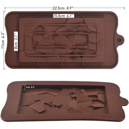 Siliconen chocoladevormen, fragmenten chocoladereepvormen, zelfgemaakte eiwit- en energiereepvormen, 4 verpakkingen