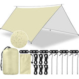 3x3M waterdicht, campingzeil tentzeilen met oogjes + nylon touwen + grondpin, uv-sneeuwregenzonbescherming, ultralicht draagbaar voor campingpicknickhangmat buitenactiviteiten