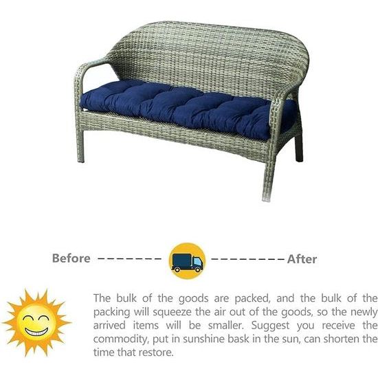 Bankkussen, tuinbankkussen, zacht zitkussen, antislip bankkussen, rechthoekig tuinbankkussen, stoelkussen voor tuinbank, terras (blauw)