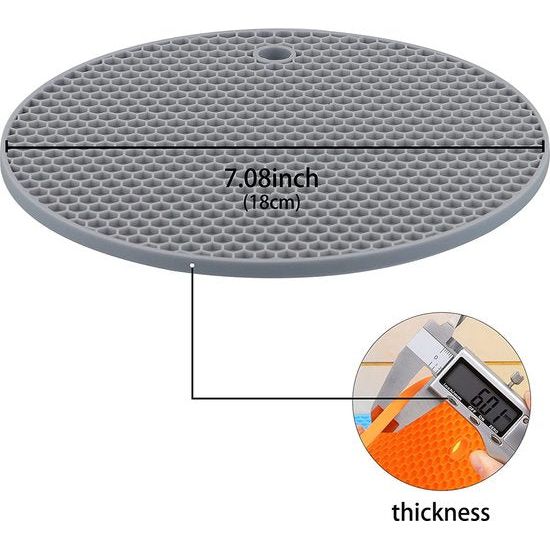 Potaccessoires, siliconen topfolie, 8-delige set, veilig, hittebestendig, zorgvuldig gereinigd, antislip, hoge temperatuur 250 °C, honingraat siliconen topfolie (grijs)