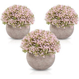 3 stuks kunstplant, kunstplant met pot, kleine kunstplant op tafel, huis, balkon, kantoor, decoratie (grijze pot 2)
