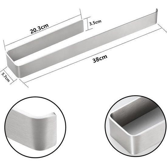 Handdoekhouder zonder boren, 38 cm, SUS304 roestvrij staal, zelfklevende handdoekhouder, wandmontage, handdoekstang zonder boren