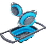 3 stuks opvouwbare siliconen zeef, afdruipzeef, 3 maten - antislip, ruimtebesparend en BPA-vrij - camper, outdoor en reizen