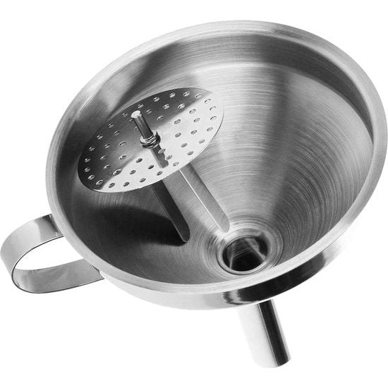 2-Piece Funnel Set Made of 304 Stainless Steel - Filling Funnel with Strainer for Preserving Jars - Jam Funnel with Filling Nozzle (02 Pieces - Stainless Steel Mix)