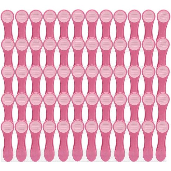 60 wasknijpers in glitterdesign voor delicate was met softgrip, nieuwste klemtechniek met drukveren, duurzaam en duurzaam, lila licht met glitterdeeltjes.