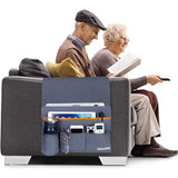 Bank Armsteun Organizer Opbergtas met 5 Zakken voor Bank Stoel Bed Armsteun voor TV Afstandsbediening Mobiele Telefoon Boeken Tijdschriften - Blauw Grijs