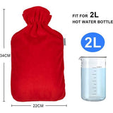 Hot water bottle cover, 2 stuks, fluffy coral fleece, cover voor 2 liter warmwaterfles, grijs en rood (zonder warmwaterfles)