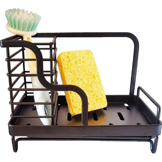 Spoelorganizer â gootsteenorganizer incl. spons en borstel, praktische opberghulp voor keuken- en spoelorganisatie met afdruipbak, zwart