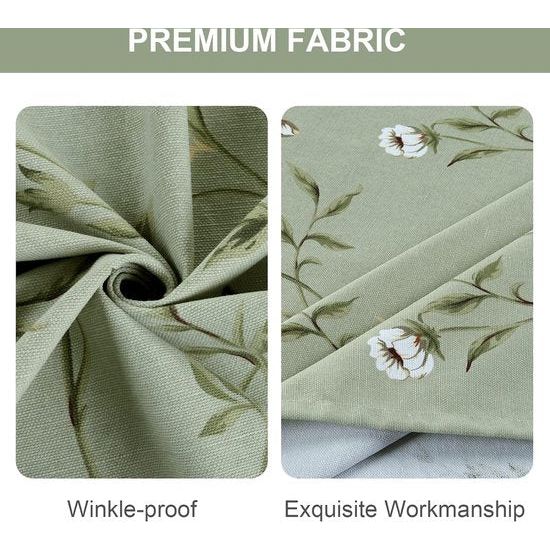 Tafelkleed rechthoekige bloemen, tafelkleden met pruimenbloemen, polyester, duurzaam, afwasbaar, tafelkleed voor keuken, etentjes (groen, 140 x 180 cm)