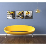 Zonnebloem foto canvas foto canvas zonnebloemen verlangen naar zon kunstdrukken op canvas schilderij woondecoratie voor woonkamer slaapkamer hal muur Kerstmis 30 x 30 cm 3-delige set