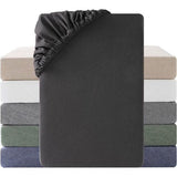 Hoeslaken 160 x 200 cm, 100% gewassen katoenen laken, hoeslaken, ademend, jersey met linnenachtige grip, Öko-Tex gecertificeerd