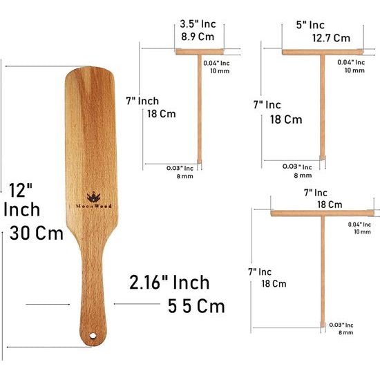Pannenkoekenmaker - crEpes spatel - 4-delig hout (18", 13", 9" spreider en 30 cm lange houten spatel) praktische maten voor elke crEpefan - 100% natuurlijke en hoogwaardige crêpes maker