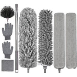 9 stuks telescopische stofdoek wasbaar, max. lengte 25 cm, met telescoopsteel, uittrekbare plumeau voor deken, stofdoek, wasbaar, moeiteloos stof en spinnenwebben