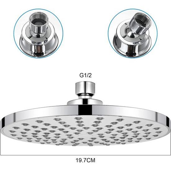 Duschkopf Regendusche, 8 Zoll Round Regenduschkopf Wassersparend, 360° Verstellbarer Kopfbrause mit 123 Anti-Kalk-Düsen, Auslaufsicher Anti-Rost Wasserfall-Duschkopf(Universeel)