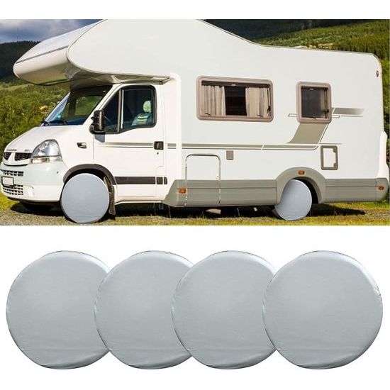 Bandafdekkingen voor campers, 4 stuks, waterdichte RV wielbeschermhoezen, universele wielafdekking voor caravan, aanhanger, camper, auto, vrachtwagen (27-29 inch)
