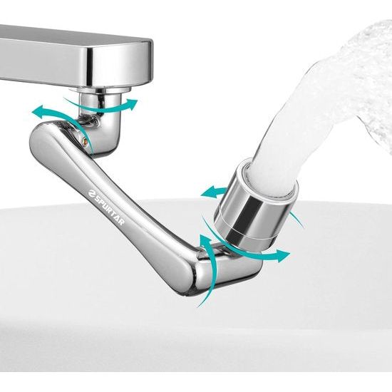 1440° badkamerkraan draaibaar opzetstuk, sputar wastafelarmatuur gadget kraan verlenging perlator waterfilter badkamer zilver 1 modi