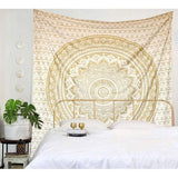 Wandtapijt mandala, boho wanddecoratie, witgoud, esthetische kamerdecoratie, psychedelisch wandtapijt, 132 x 152 cm Wandtapijt mandala, boho wanddecoratie, witgoud, esthetische kamerdecoratie, psychedelisch wandtapijt, 132 x 152 cm