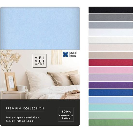 Hoeslaken 140x200cm | 100% gekamd katoen 165gsm | Bedlaken 140x200 tot 25 cm matrashoogte | Jersey | Premium kwaliteit | Mooie kleuren | Lichtblauw | 140 x 200 +30