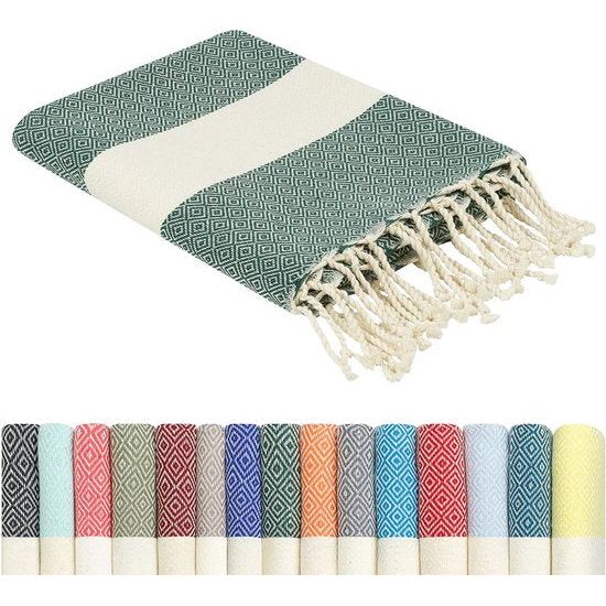 Strandhanddoek groot 100 x 200 cm: katoen, licht lang dun compact - premium kwaliteit | hamamdoek saunahanddoek, Fouta strandhanddoek XXL | dames en heren badhanddoek, stranddeken, picknickdeken